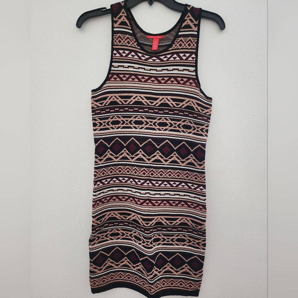 Chelsea & Violet Black and Brown Patterned Mini Dress